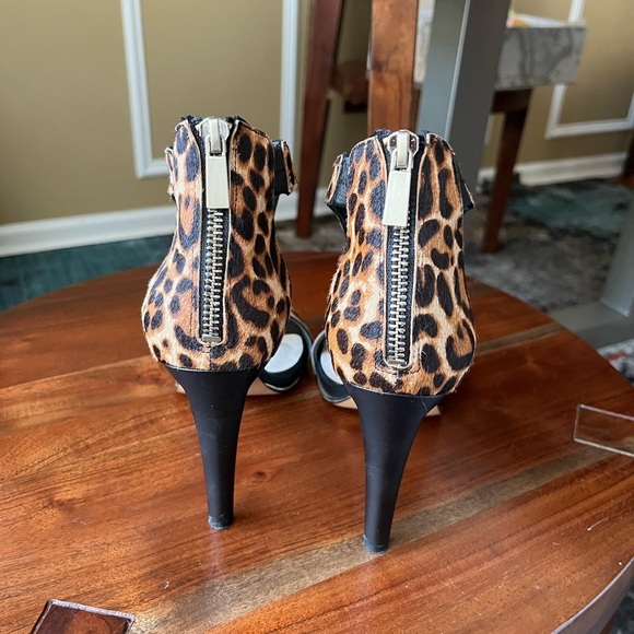 Katherine Kelly Blake T-Strap Natural Leopard Calf Hair Stiletto Heels - Picture 7 of 15